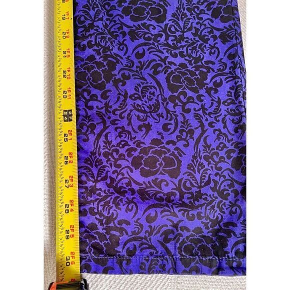 Talbots Petites 14P Women's Purple Black Floral Pants Straight Leg Thin Cool - Picture 8 of 11